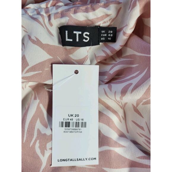 Long Tall Sally LTS One Shoulder Ruffle Floral Midi Dress US 16 Pink Party NEW - Picture 4 of 14